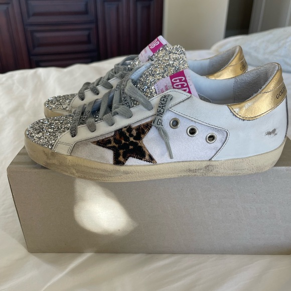 Golden Goose Super-star with glitter toe & leopard star, Women’s Size 37 - Picture 4 of 8